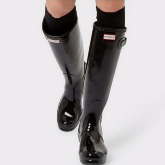 Hunter Original Tall Gloss Rain Boots Black - Picture 4 of 16